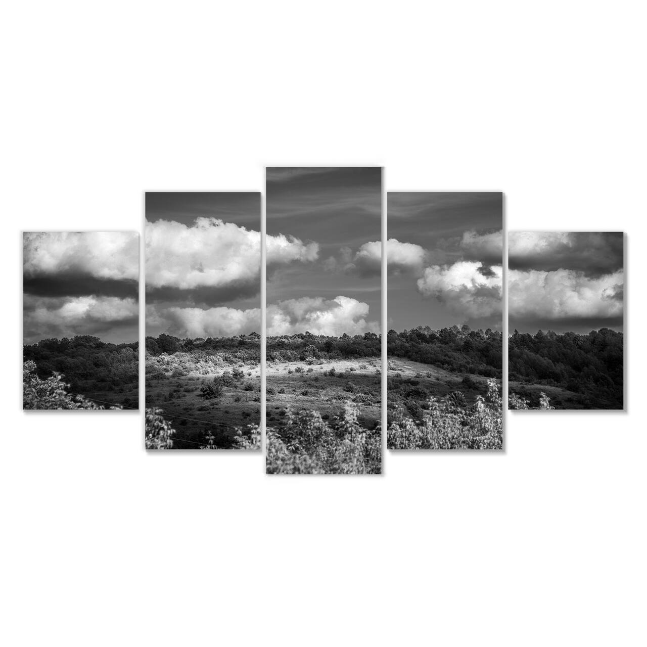Designart - Green Hills under Cloudy Sky - Extra Large Wall Art Landscape